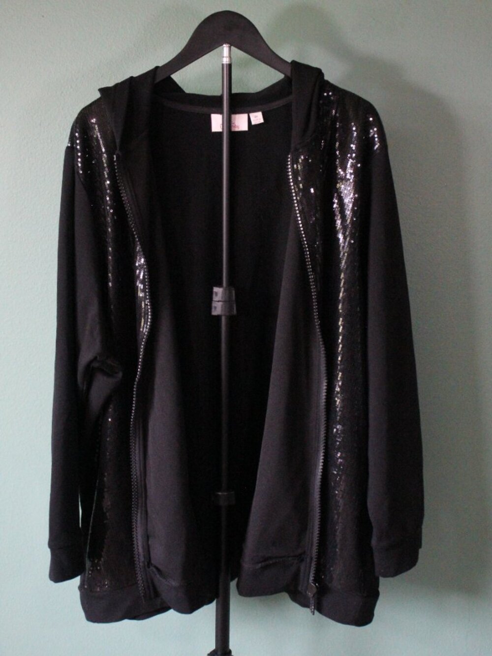 Quacker Factory Embellished Front Zip Hoodie - Picture 2 of 6